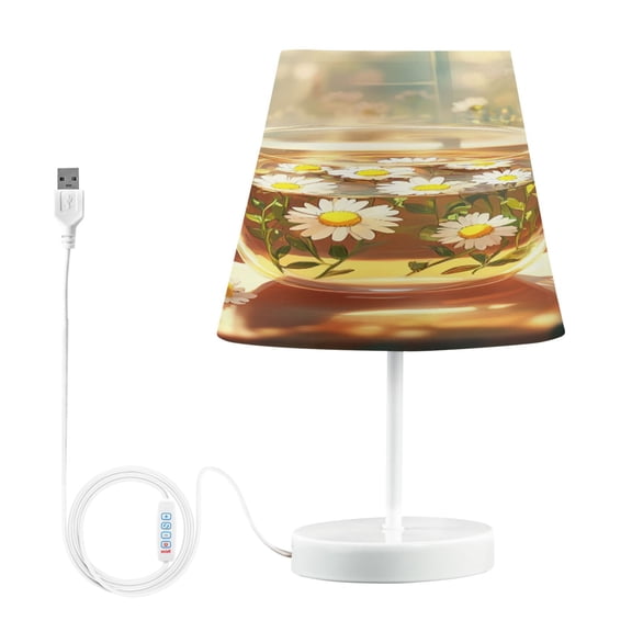 BZSMCE Table Lamp Creative Glass Cup with Chamomile Flowers Simple Pattern Night Light