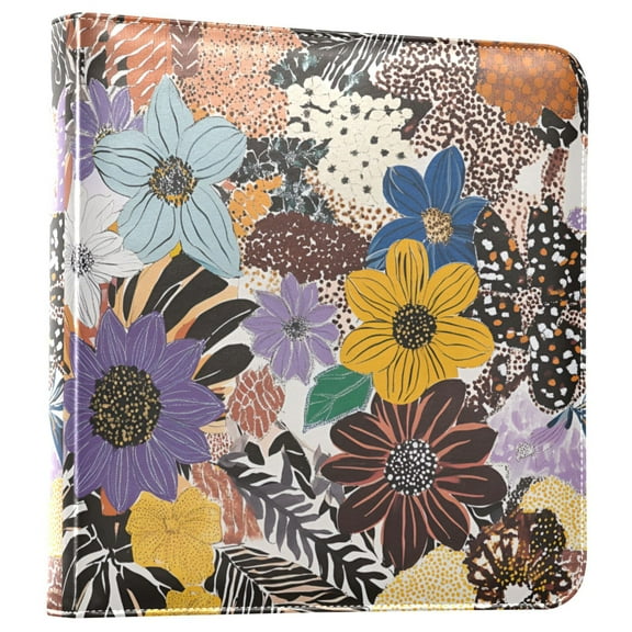 FORMRS 3 Ring Photo Album 4"x6" Self Adhesive Large Capacity PU Leather Cover, Colorful Flowers