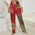 thumbnail image 3 of Red Tropical Print Butterflies Leopard Winter Female Pants Flannel High Waist Women Pants Lady Warm Straight Leg Plush Trousers, 3 of 7