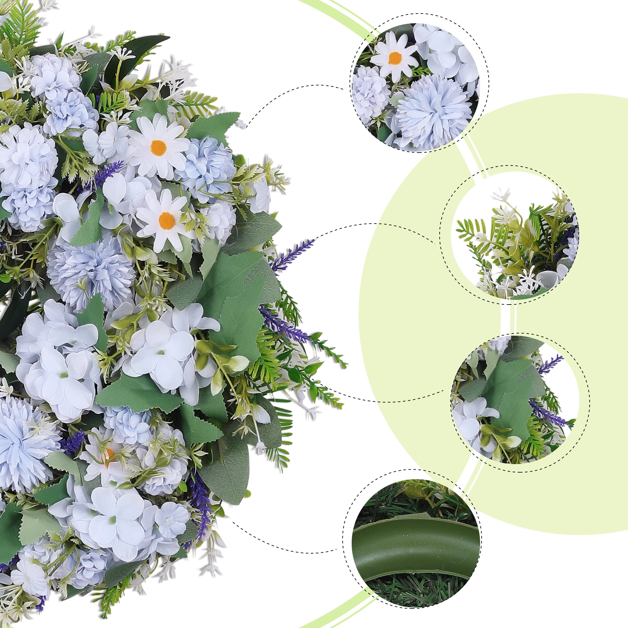 Unique Bargains Peony Wreaths for Front Door Artificial Flower Wreath Fall Wreaths Blue