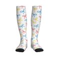 thumbnail image 2 of Socks Calf Pressure Socks Breathable Moisture Absorbent 11.8in×7.9in Full Print Designed For Hiking Walking Sports Playful Thin Cartoon Primary Color Ribbon Bow Pattern 1 Black, 2 of 8