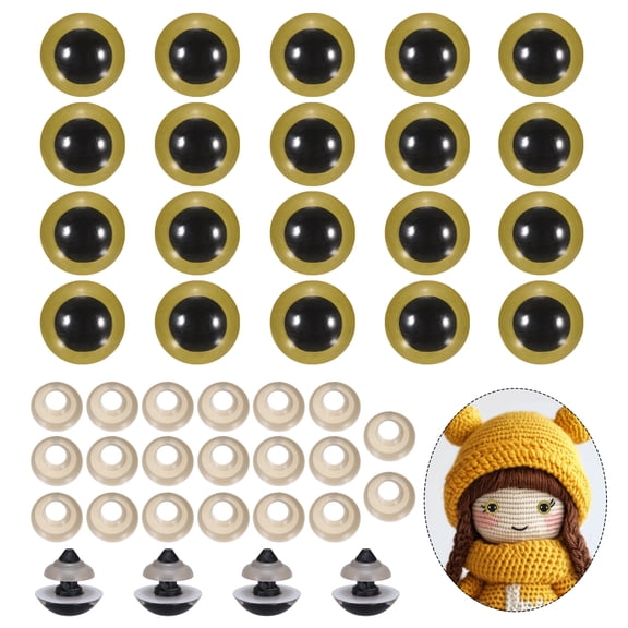 Uxcell 18mm Safety Eyes, 20Pcs Realistic Doll Crocheting Safety Eyes with Washers for Decor Crochet Accessories Dolls Craft Halloween, Gold Tone