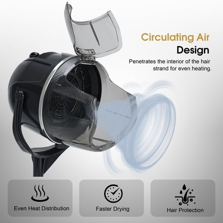 BarberPub Adjustable Bonnet Hood Hair Dryer with Wheel