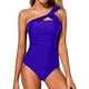 thumbnail image 1 of MKLEKYY Trajes De Baño Mujer Control Abdomen Two Piece Tankini Bathing Suits For Women One Shoulder Swim Top With Shorts Swimsuits Split Swimwear Set, 1 of 5