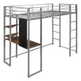thumbnail image 4 of Cfowner Metal Loft Bed, Space-Saving Twin Size Loft Bed with 2 Shelves and 1 Desk, Two Build-in Ladders and Guardrails for Sleeping, Home Work, Reading, Writing, 4 of 8