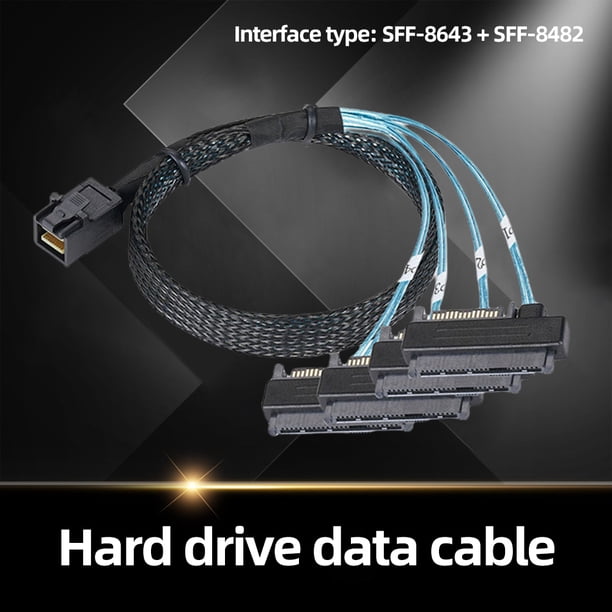 Cable Cable adaptador de corriente MiniSAS HD SFF-8643 36P a 4SFF-8482 29 15P SAS (1 m)