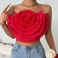 thumbnail image 5 of ZRBYWB Women Tank Tops Ladies Flower Front Crop Tube Top Sleeveless Strapless Solid Shirred Tops For Women, 5 of 6