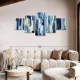 thumbnail image 2 of Elephant Stock Striped Blue Abstract Wall Art - Horizontal Multi Panel Canvas - Living Room Wall Decor - Abstract Multi Panel - Blue And Yellow Decor - 92" x 42", 2 of 8