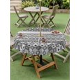 thumbnail image 4 of Outdoor Tablecloths with Umbrella Hole & Zipper, Grey White Boho Round Tablecloth 54 Inch, Vintage Ethnic Tribe Abstract Art Waterproof Table Cloth, Patio/Pool/Picnic Table Covers, 4 of 8