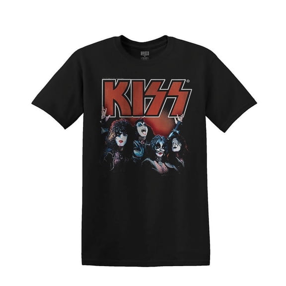 KISS Hard Rock Heavy Metal Band Men's T-Shirt Group Picture Tee (Medium, Black)
