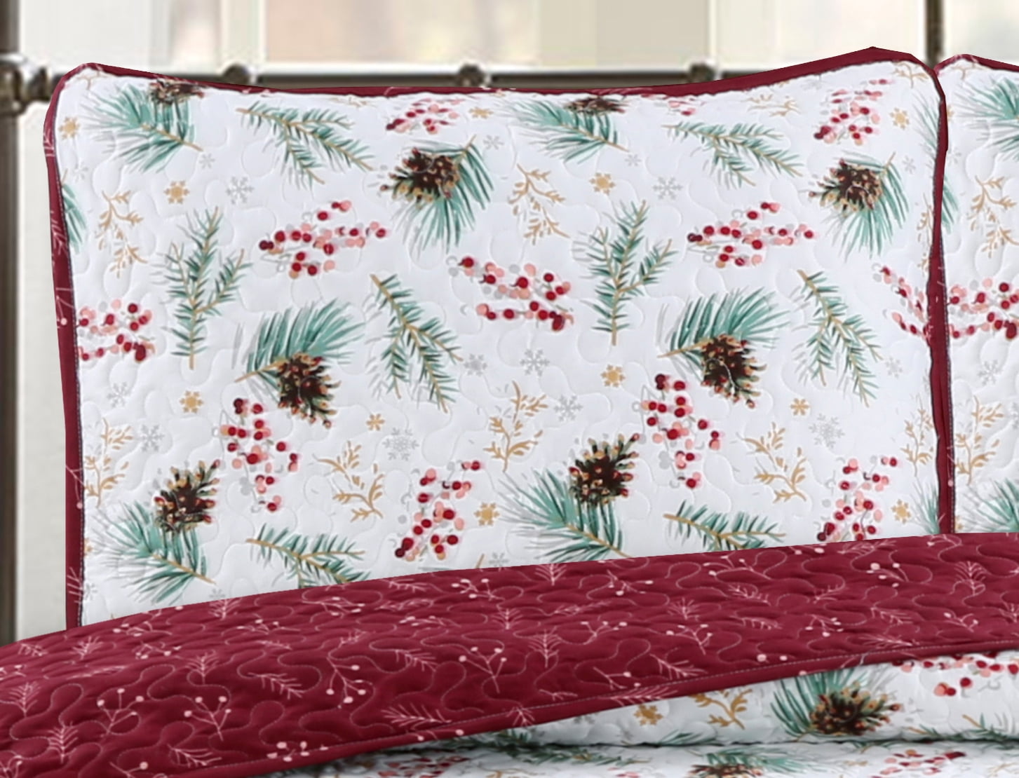 Harper Lane Pinecone Reversible 3-Piece Quilt Set Full/Queen for Adults