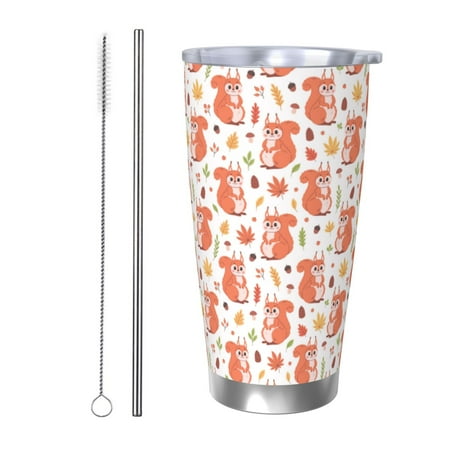 

Junzan Squirrel And Maple Leaf for 20oz Stainless Steel Insulated Car Cup with Spillproof Lid - Insulated Coffee Mug Thermal Cup-Straw Two-piece Set