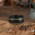 thumbnail image 2 of A men's Damascus steel ring, single meteorite inlay, black hammer surface, comfortable fit dome commitment ring, sizes 7-12,Black,10, 2 of 6