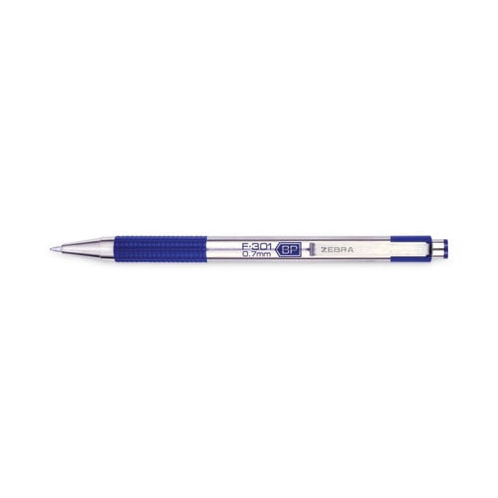 "F-301 Ballpoint Pen, Retractable, Fine 0.7 Mm, Blue Ink, Stainless Steel/blue Barrel, 2/pack | Bundle of 2 Packs"
