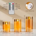 thumbnail image 3 of Flameless Candles Flickering with Remote, LINKPAL 3 Pack Candles Battery Operated with Timer, Plexiglass LED Candles for Home Table Decor, Gold, 3 of 4
