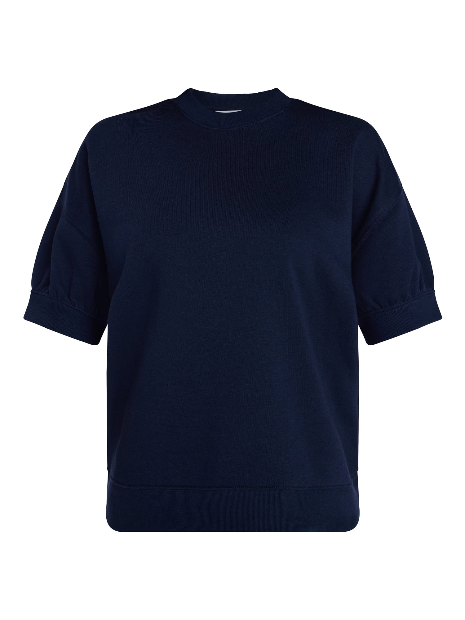 Time and Tru Women's Fleece Sweatshirt with Short Puff Sleeves, Sizes XS-XXXL