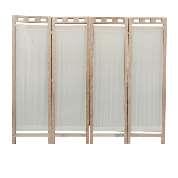 Biombo Mampara MARDAM Madera DE Pino Natural 4 Paneles Hueso
