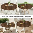 thumbnail image 5 of 42 Inch Round Fitted Cloth Tablecloth with Elastic Edged, Waterproof Oil Proof Wipeable Table Cover for Indoor Outdoor Patio Table, Fits Round Tables Up to 40" - 44" Diameter, Brown Wood, 5 of 6