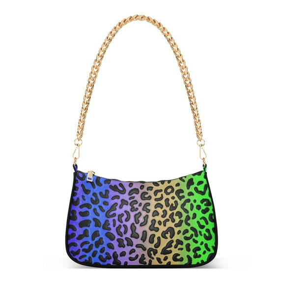 Colors Leopard Animal Skin Print Womens Chain Shoulder Bag Tote Handbag Clutch Hobo Purse with Zipper for Travel Casual