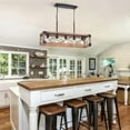 thumbnail image 6 of BINUFF Solid Wood Farmhouse Kitchen Island 5-Light Chandelier Black Metal Frame, 6 of 8