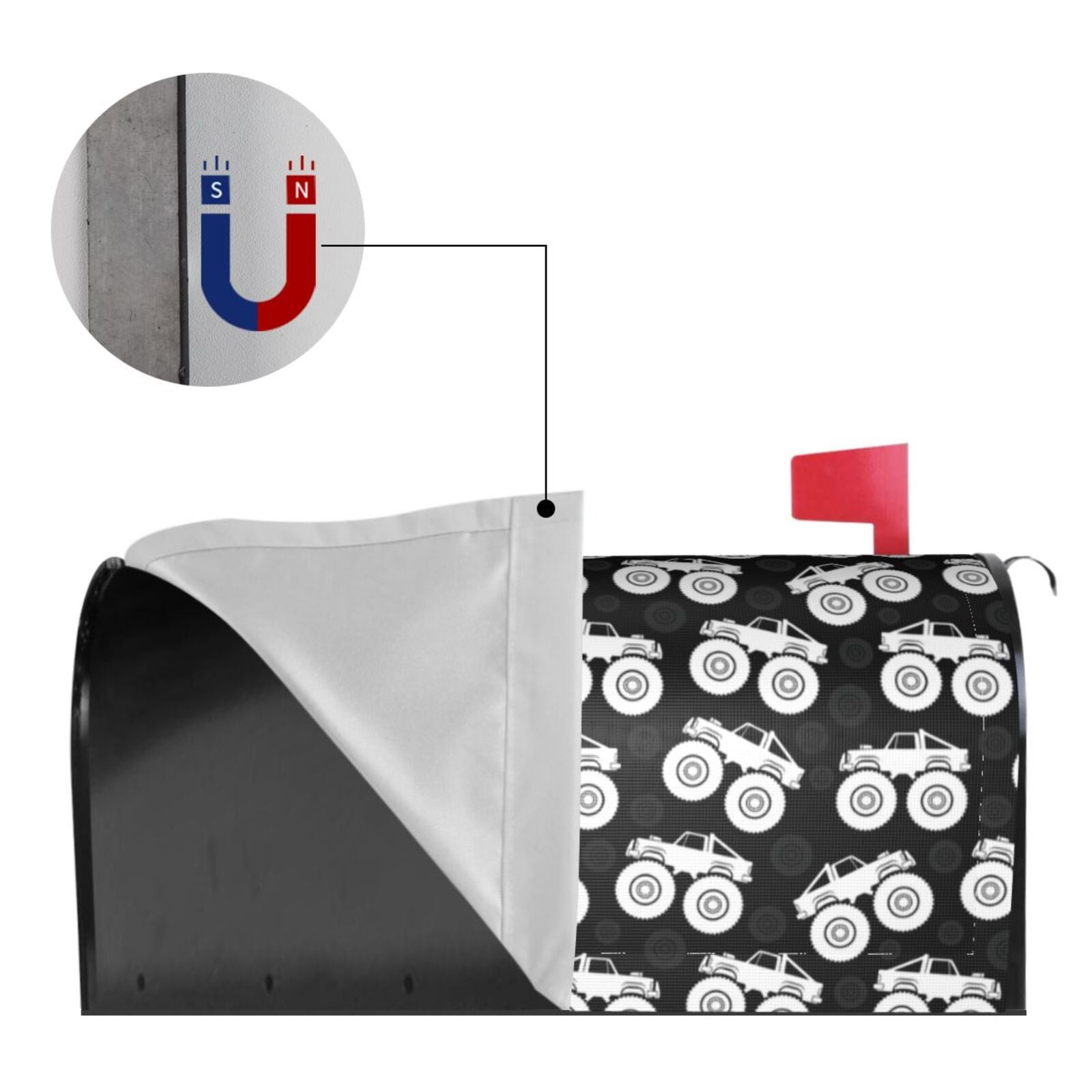 Xecao Cool Car for Mailbox Cover with Magnetic Strips, Waterproof and Sunscreen, Adds a Decorative Touch to Your Garden Yard.