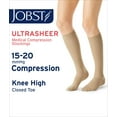 thumbnail image 2 of Jobst Ultra Sheer Women's Compression Stockings 15-20mmHg Knee High Closed Toe Silky Small, Beige, 2 of 13