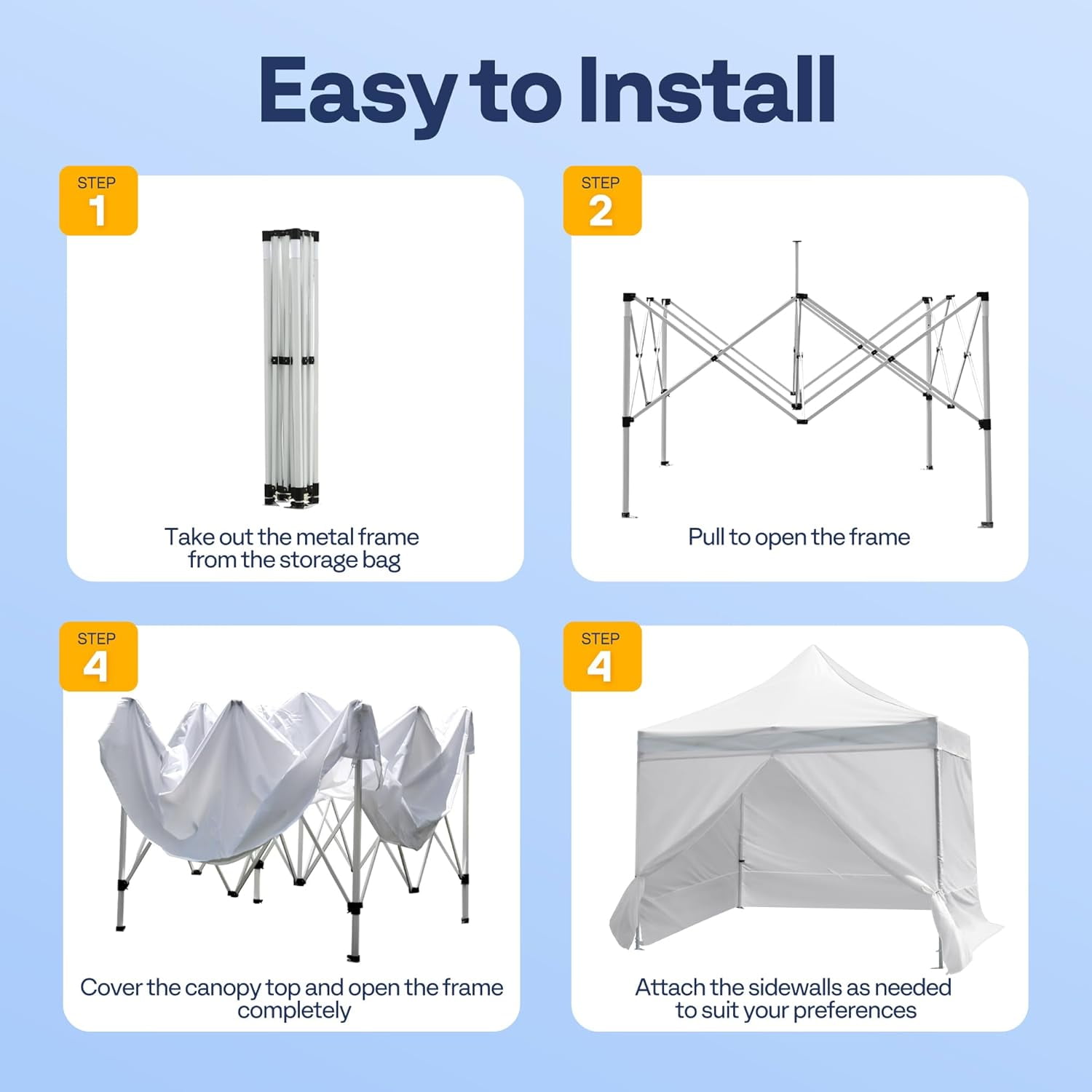 SPECSTAR White Commercial Tent 10' x 10' Instant Pop-up Straight Leg Canopy with Sidewalls