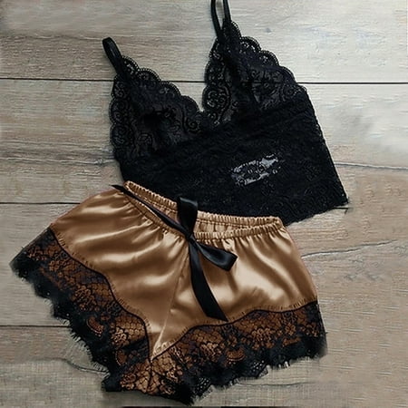 

Clearance！Women New Sexy Fashion Lace Lingerie Silk Underwear Sleepwear Pajamas Satin