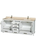 thumbnail image 5 of Wyndham WCS141480DWHIVUNSMXX 80 Inch Vanity with Ivory Marble Top in White, 5 of 7