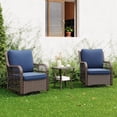 thumbnail image 2 of EastVita PioneerWorks Outdoor Swivel Wicker Glider Patio Chairs with Table Set 3 Pieces Outdoor Bistro Set with 4”Thick Cushions and Coffee Table for Porch Balcony Deck (Blue), 2 of 7