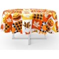 thumbnail image 2 of Fall Halloween Tablecloth, Autumn Maple Leaves Pumpkin Table Cloth Waterproof, Fall Halloween Kitchen Table Decor for Dining Holiday Party 60x60 Inch Round, 2 of 5