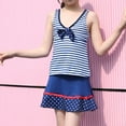 thumbnail image 5 of Fesfesfes Teen Girls Swimwear Striped Girls Big Swimdress Toddler Bathingsuits Skirt V-Neck Swimwear, 5 of 7