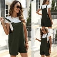 thumbnail image 2 of Women's Summer Cotton Linen Short Overalls Casual Bib Shortalls Rompers with Pockets, 2 of 7