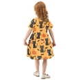 thumbnail image 4 of Cat Halloween Pattern Girls Short Sleeve Dress A Line Sun Protection Breathable Comfort Sundress 3T, 4 of 8