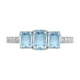 thumbnail image 4 of TimeLe$$ Classics Three Stone Emerald Cut Shape Natural Aquamarine Gemstone and Round Diamond Ring in 14K White Gold (Size: 10), 4 of 6