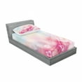 thumbnail image 3 of Ambesonne Modern Fitted Sheet & Pillow Sham Set, Blossoms Flowers Buds, Queen, Fuchsia White, 3 of 3