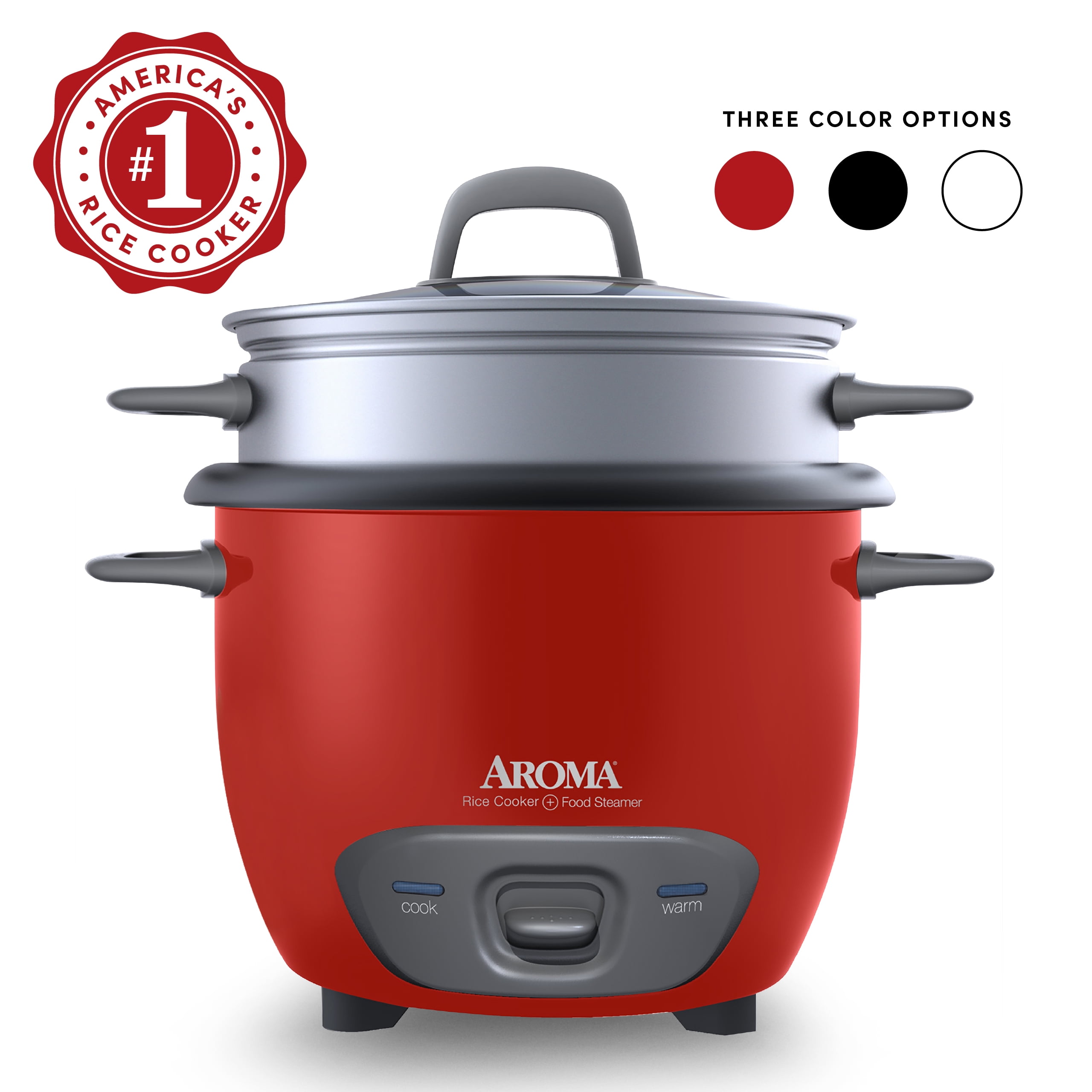 AROMA® 4-Cups (Cooked) / 1Qt. Rice & Grain Cooker, Red, New , ARC