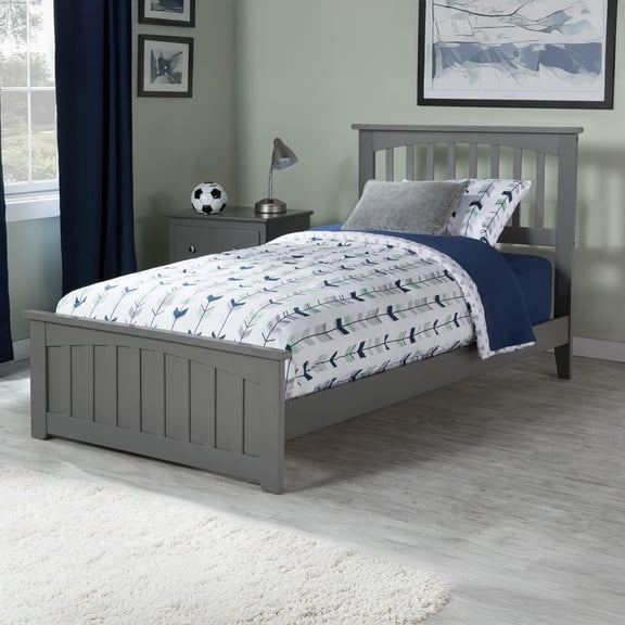 Leo & Lacey Twin XL Traditional Bed with Matching Foot Board in Gray