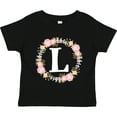 thumbnail image 3 of Inktastic Monogram Letter L Rose Floral Wreath Gift Girls Toddler T-Shirt, 3 of 5