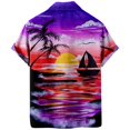 thumbnail image 3 of Camisas Para Hombre Slim Fit Estilo Cocotero Impresión digital 3d Camisa de manga corta creativa suelta casual (Purple, 3XL), 3 of 5