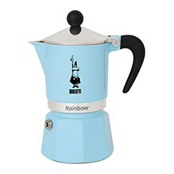 Bialetti Rainbow 6-Cup Aluminum Stovetop Espresso Maker, Light Blue