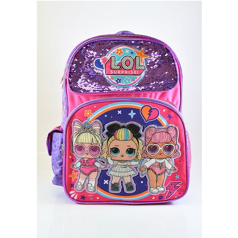 LOL Surprise 16 Inch Backpack Bundle with Lunch Bag and Goodies Purple Sequin LOL Backpacks for Girls LOL Remix Walmart