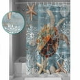 thumbnail image 4 of Sea Turtle Shower Curtain, 48" x 72", Coral Starfish Coral Ocean Waterproof Bathroom Curtain Washable Shower Curtain Set with 12 Hooks, 4 of 6