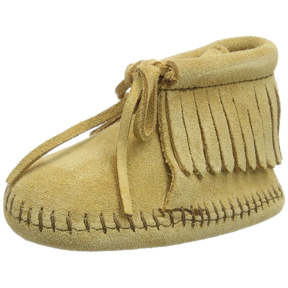 Minnetonka Fringe Bootie (Infant/Toddler),Tan,1 M US Infant