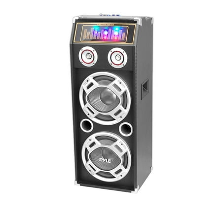Pyle 1000 Watt Disco Jam 2-Way Passive DJ Speaker w/ Dual 10" Subwoofers, Dual Tweeters & Flashing DJ Lights (For Use w/ PSUFM1035A)