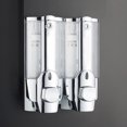 thumbnail image 3 of 1pc Double-head Manual Wall-mounted Push Type Liquid Soap Bottle Plastic Refillable Shampoo Liquid Soap Container Dispenser, 3 of 7