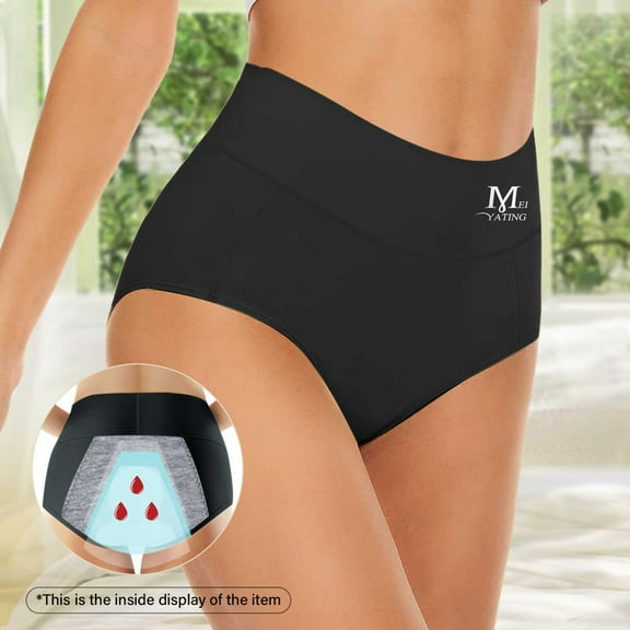GlTpooo Women's Incontinence Underwear High Absorbency Period Cotton Underwear Heavy Flow Leakproof Panties Postpartum Menstrual Protective Briefs Black S