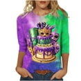 thumbnail image 2 of Craaazy Women's Mardi Gras Mask Prints 3/4 Sleeve Loose Crew Neck Sweatshirts Gifts, 2 of 5