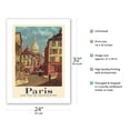 thumbnail image 2 of Paris France - A Street of Montmartre - Vintage Travel Poster by Rod Rieder c.1950s - Fine Art Matte Paper Print (Unframed) 24x32in, 2 of 4