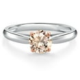 thumbnail image 3 of Gem Stone King 925 Silver and 10K Rose Gold Peach Morganite Solitaire Engagement Ring for Women | 0.40 Cttw | Round 5MM | Gemstone October Birthstone | Size 5, 3 of 6